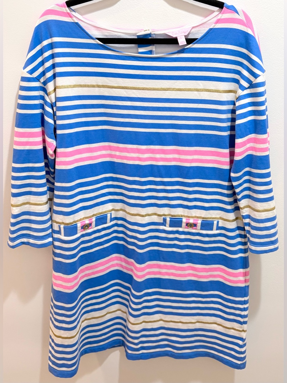 LILLY PULITZER Lena Tiki Midi Dress Nautical Stripes Mod Preppy Size Large